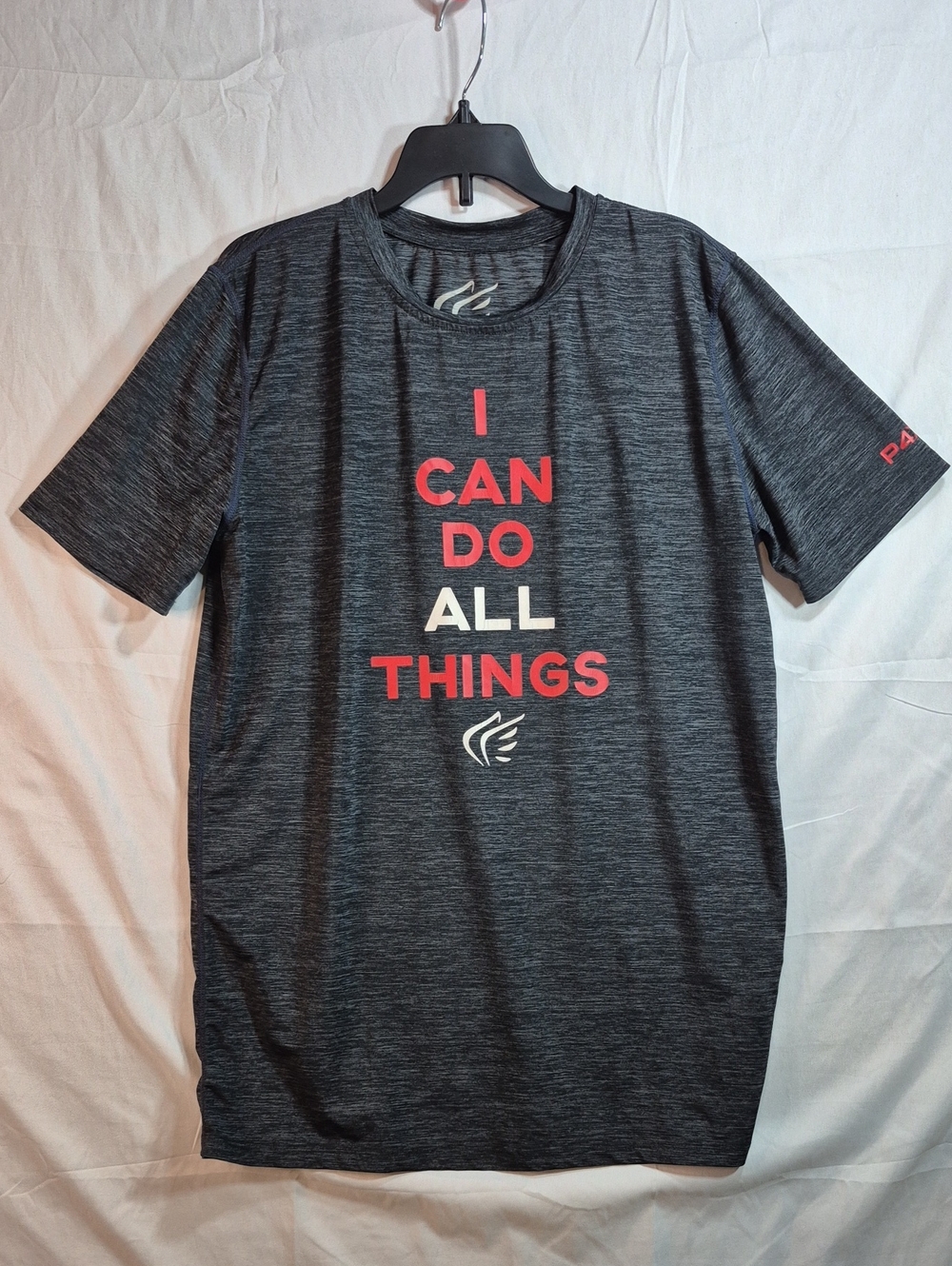 Performance Graphic Tee - Dark Gray with Red & White Print